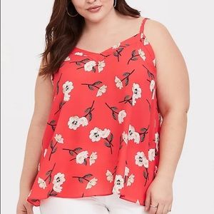 Torrid Pink Floral V-Neck Tank Blouse